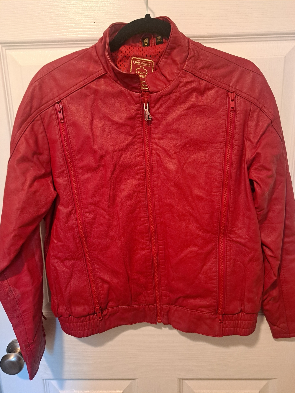 Red Bomber Jacket - Unbranded Women's Leather-Style Bomber